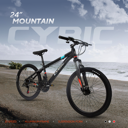 24 inch Mountain Bike for Teens, Aluminum Frame, Suspension Fork, Disc Brake, 24 inch Bicycle, Multiple Colors for Youth